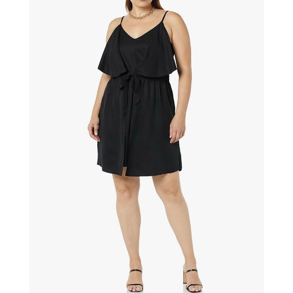 NEW Black TEREA Women's Elise Double Layer Mini Dress 5X